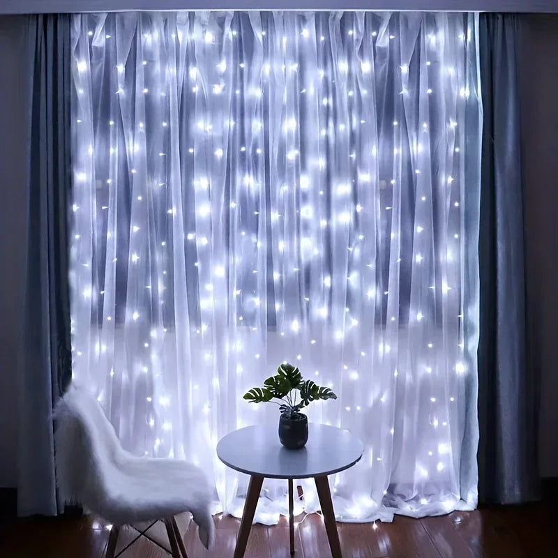 Guirlande de Noël LED Rideau Lumière 3 4 6 Mètres Télécommande USB pour Décoration de Maison Chambre Fête