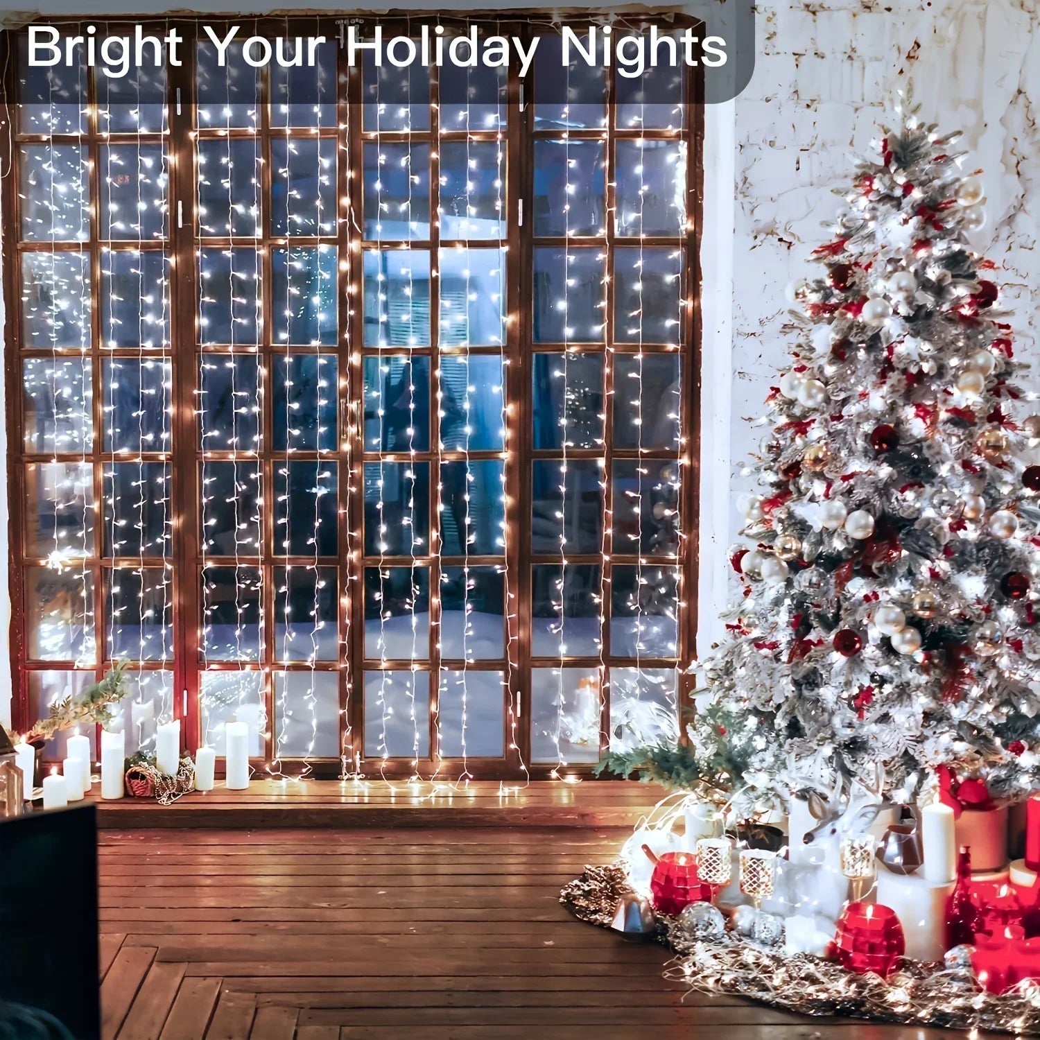 Guirlande de Noël LED Rideau Lumière 3 4 6 Mètres Télécommande USB pour Décoration de Maison Chambre Fête