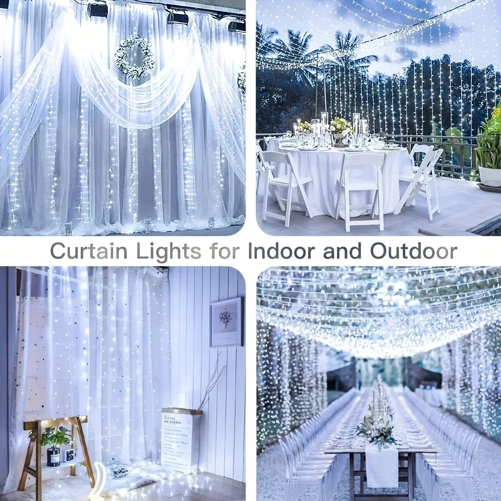 Guirlande de Noël LED Rideau Lumière 3 4 6 Mètres Télécommande USB pour Décoration de Maison Chambre Fête